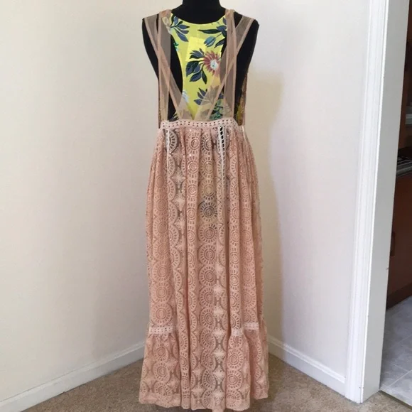 NWT! FREE PEOPLE coral lace dress with body suit